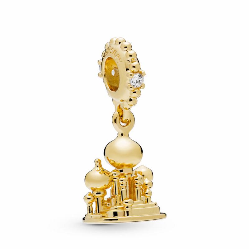 Pandora Disneyr Agrabah Castle Dangle Charm - 18ct Gold Plated/Cubic Zirconia - Canada | ZI6917RF